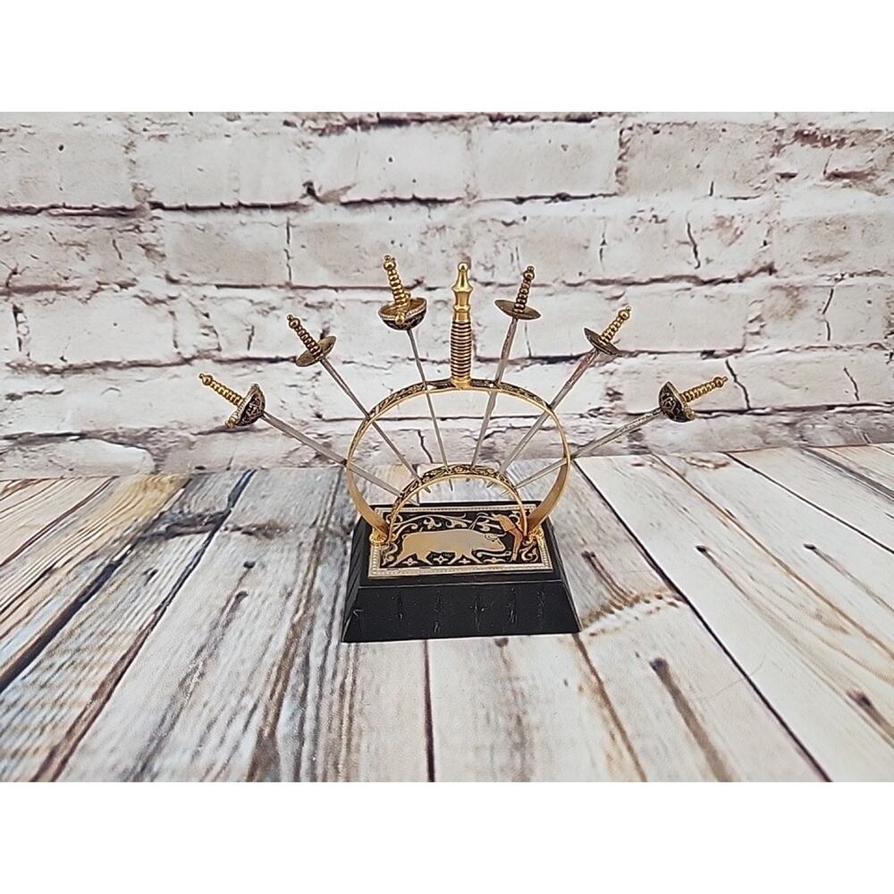 Vintage MCM Toledo Cocktail Swords Set of 6 with Caddy